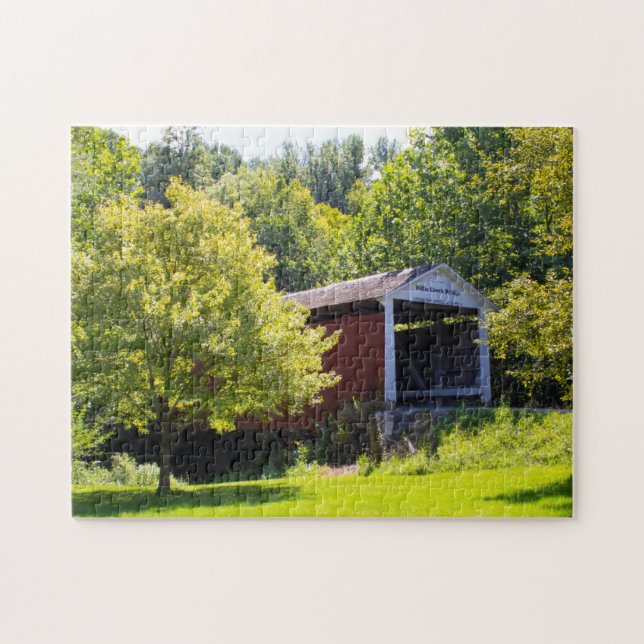 Peaceful Covered Bridge Photo Jigsaw Puzzle (Horizontal)