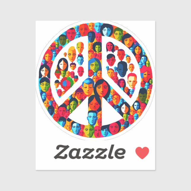 Peaceful Diversity Global Unity Peace Sign Design Sticker (Sheet)