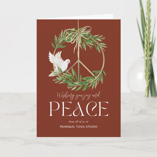 Peaceful Dove Business Holiday Greeting Card (Front)