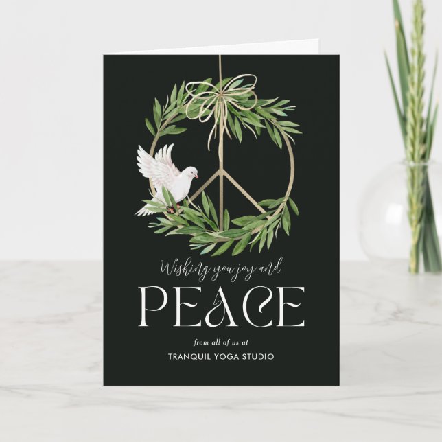 Peaceful Dove Business Holiday Greeting Card (Front)