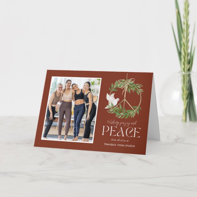 Peaceful Dove Business Holiday Photo Card (Front)