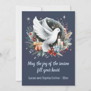 Peaceful Dove in a Wreath with Candles Holiday Card