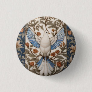 Peaceful Dove William Morris Inspired Floral Button