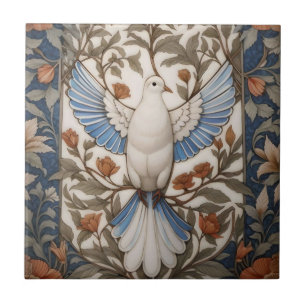 Peaceful Dove William Morris Inspired Floral Ceramic Tile