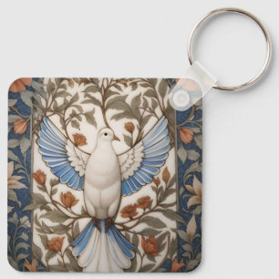 Peaceful Dove William Morris Inspired Floral Keychain