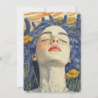 Peaceful Dream Blue Hair Lavender  Invitation