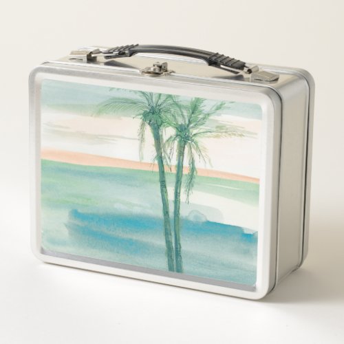 Peaceful Dusk Tropical Metal Lunch Box