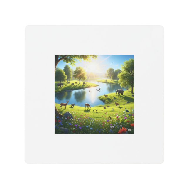 "Peaceful Earth – High-Quality Nature Wall Hanging Metal Print (Front)