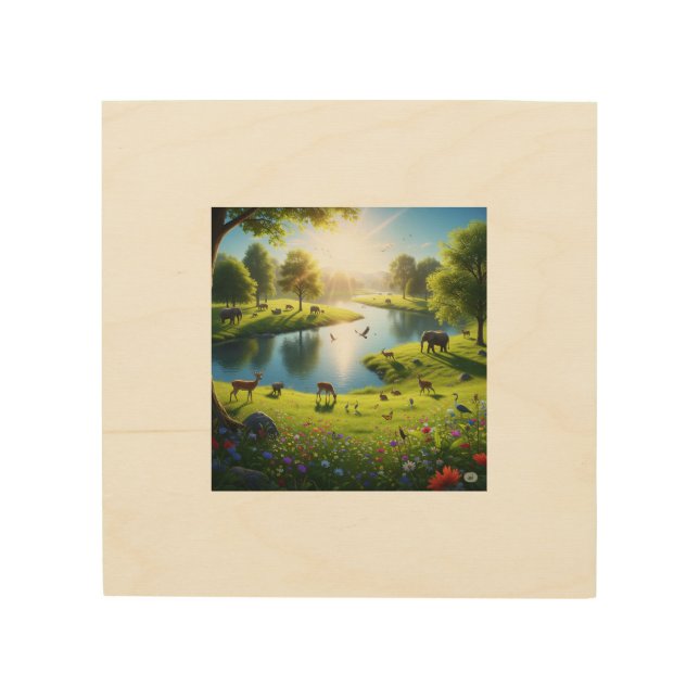 "Peaceful Earth – High-Quality Nature Wall Hanging Wood Wall Art (Front)