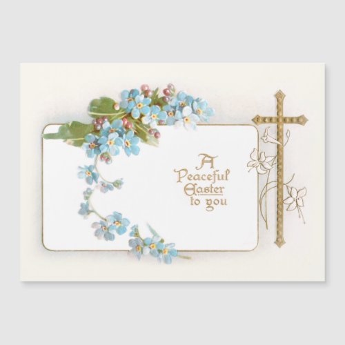 Peaceful Easter Vintage Cross with Forget_me_Nots