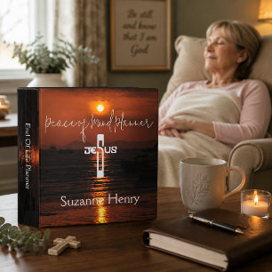 Peaceful End of Life Planner Sunset Jesus Cross 3 Ring Binder