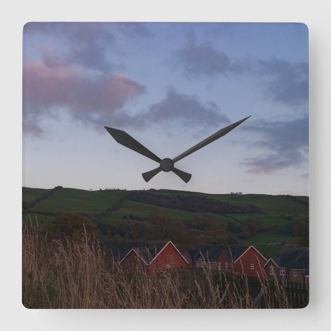 Peaceful Evening in Newtown Square Wall Clock (Front)