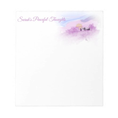 Peaceful Fantasy House in Purple Landscape Notepad