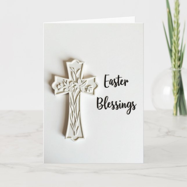 Peaceful Floral Cross Card (Front)