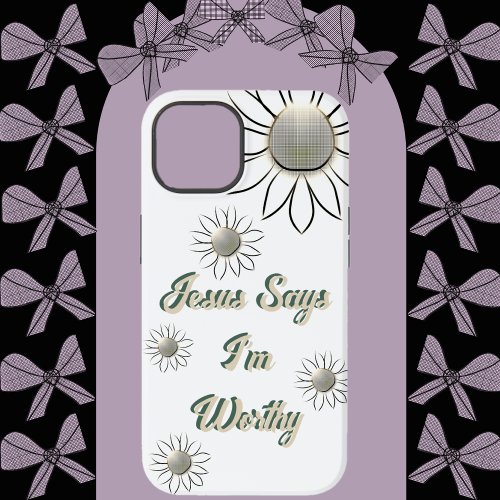 Peaceful Flower Jesus Says Im Worthy White  Case_Mate iPhone 14 Case