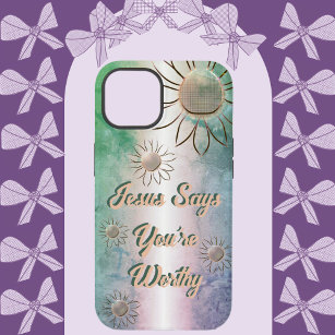 Peaceful Flower Jesus Says You're Worthy Case-Mate iPhone 14 Case
