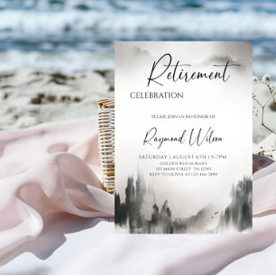 Peaceful Foggy Mountain Retirement Party Invitation