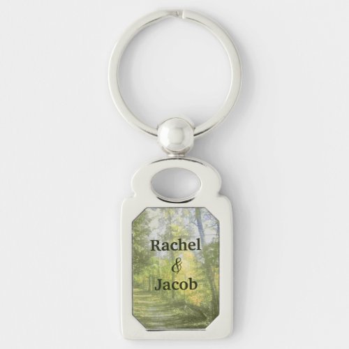 Peaceful Forest Couple in Love Keychain