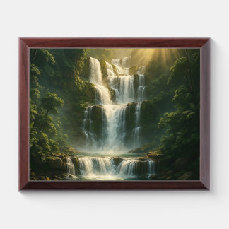 Peaceful Forest Waterfall Nature Wall Art Print Award Plaque