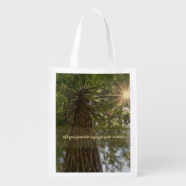 Peaceful Forest With Golden Light Nature Photo Grocery Bag