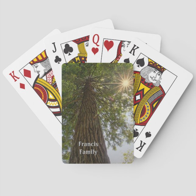 Peaceful Forest With Golden Light Nature Photo Poker Cards (Back)