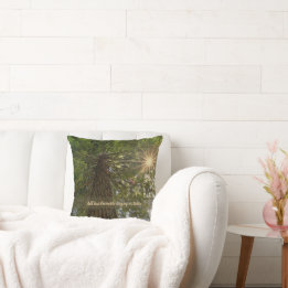 Peaceful Forest With Golden Light Photo Throw Pillow