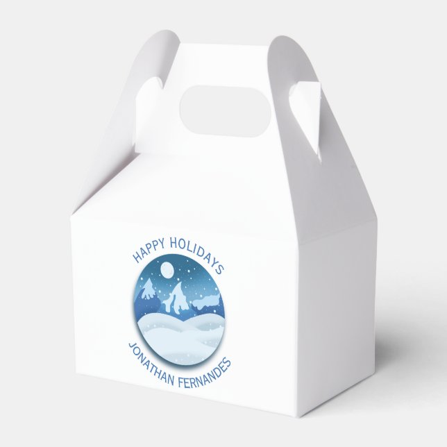 Peaceful Frosted Landscape Custom Favor Boxes (Front Side)