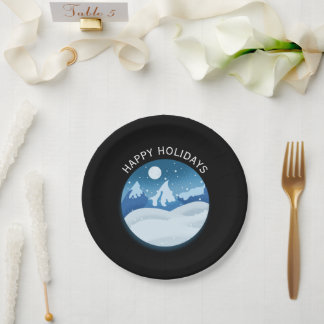 Peaceful Frosted Landscape Custom Paper Plates