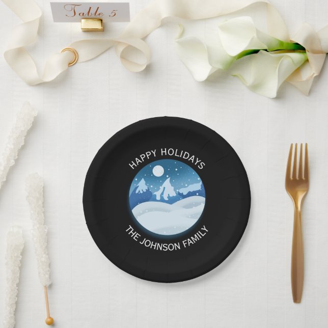 Peaceful Frosted Landscape Custom Paper Plates (Wedding)