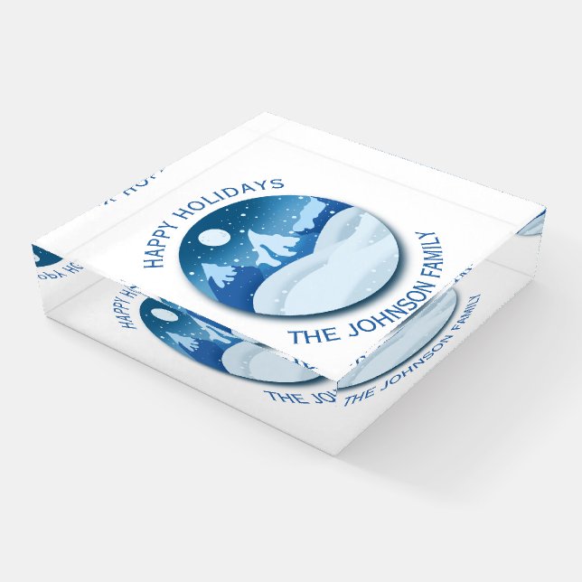 Peaceful Frosted Landscape Custom Paperweight (Angled)