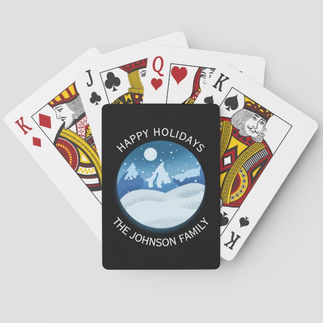 Peaceful Frosted Landscape Custom Poker Cards (Back)