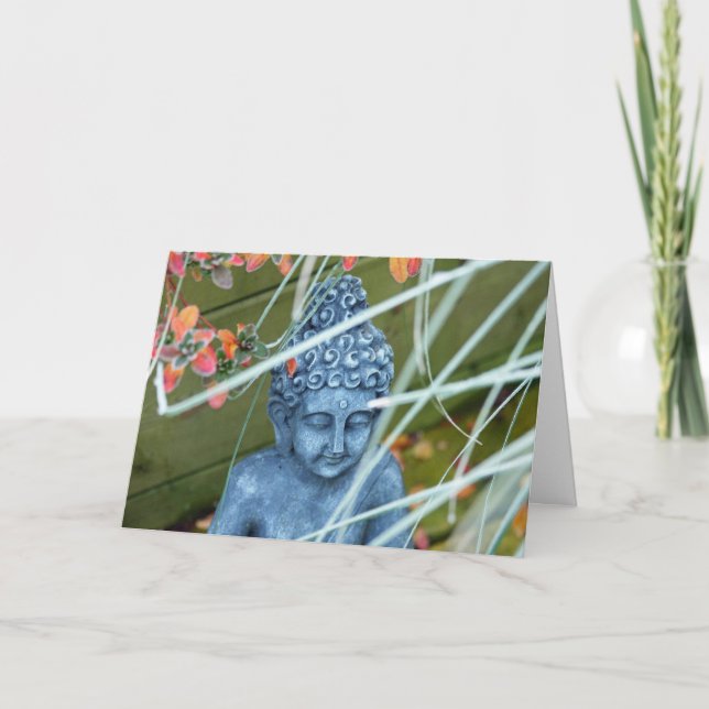 Peaceful Garden Buddha Greeting Card (Front)