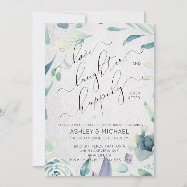 PEACEFUL GARDEN | Happily Ever After Rehearsal Invitation (Front)
