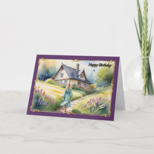 Peaceful Garden Path Womans Birthday Card