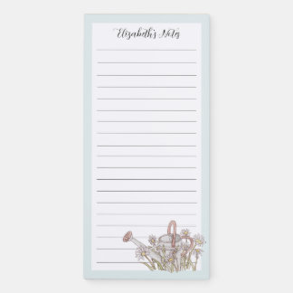 Peaceful Garden Watercolor Watering Can Daisy Magnetic Notepad
