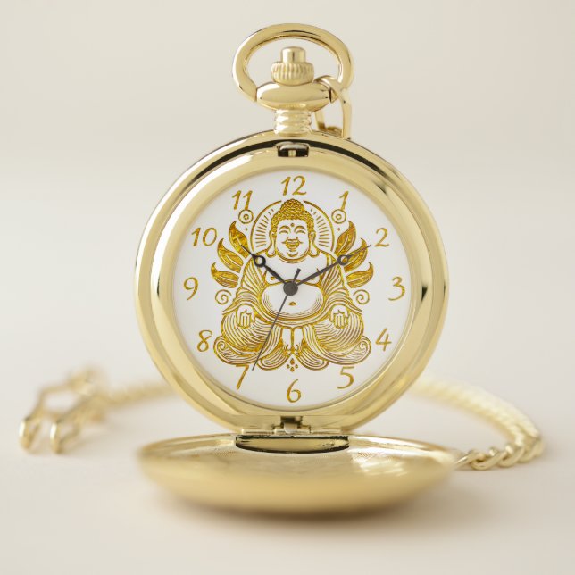 Peaceful Golden Buddha  Pocket Watch (Inside)