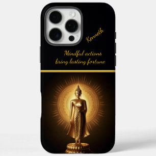 Peaceful Golden Buddha statue, AI art iPhone 16 Pro Max Case