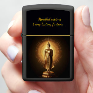 Peaceful Golden Buddha statue, AI art Zippo Lighter