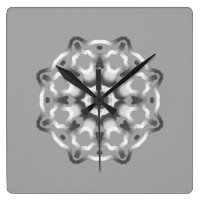 Peaceful Gray Mandala Healing Vibes Square Wall Clock