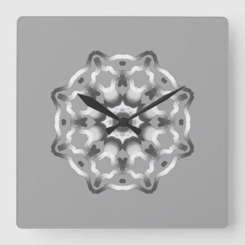 Peaceful Gray Mandala Healing Vibes Square Wall Clock