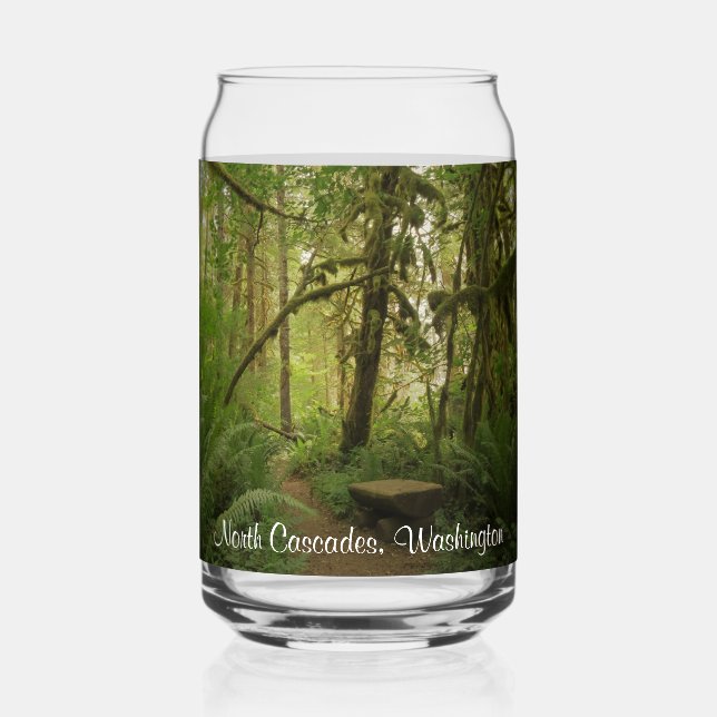 Peaceful Green Forest Trail Washington Can Glass (Front)