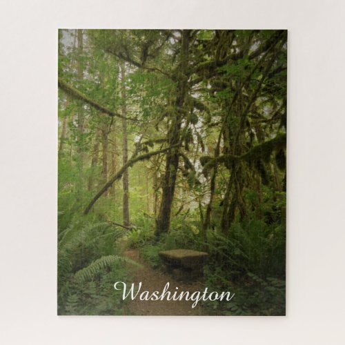 Peaceful Green Forest Trail Washington Jigsaw Puzzle