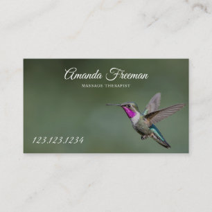 Peaceful Green Hummingbird Massage Therapy Business Card