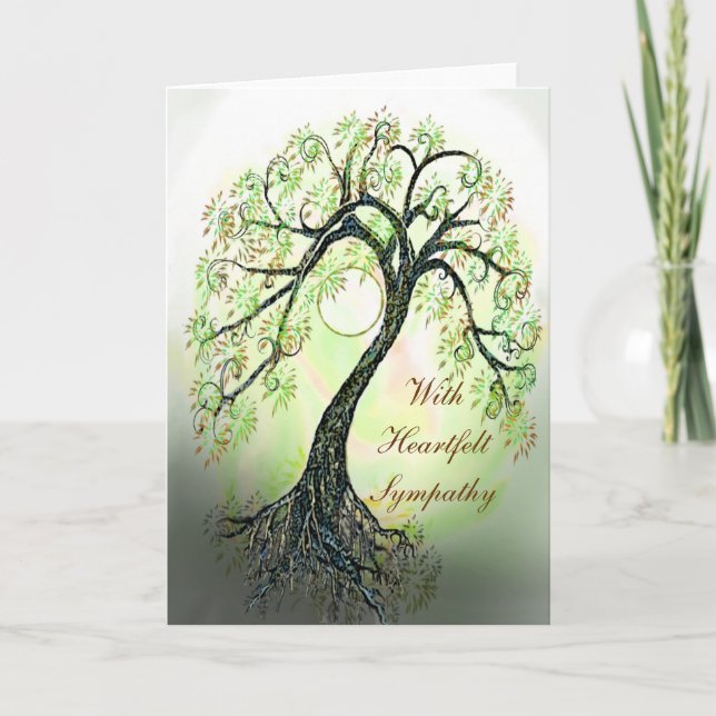 Peaceful Green Tree of Life Sympathy Card (Front)