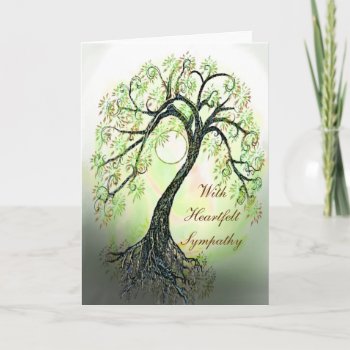 Peaceful Green Tree Of Life Sympathy Card by AutumnRoseMDS at Zazzle