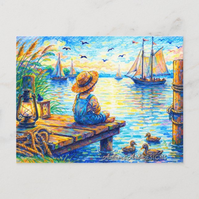 Peaceful Harbor Daydream Holiday Postcard (Front)
