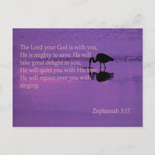 peaceful heron with Zephaniah 317 Postcard