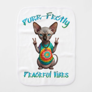 Peaceful Hippie Boho Kitten Vibes Baby Burp Cloth