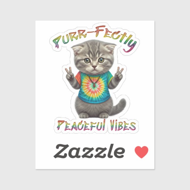Peaceful Hippie Boho Kitten Vibes  Sticker (Sheet)