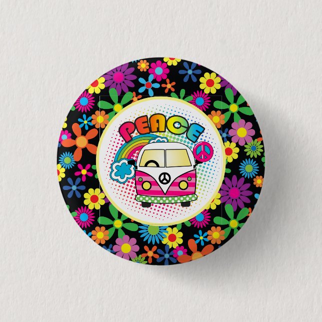 Peaceful Hippy   Button (Front)